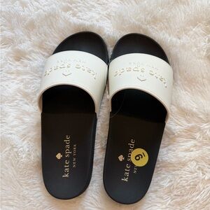 Kate Spade Black and Cream Slides